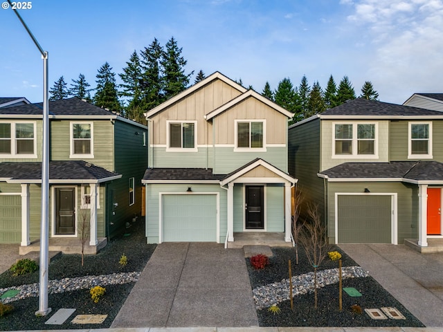 view of front of property with a garage