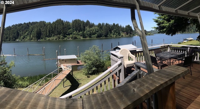 view of dock featuring a water view