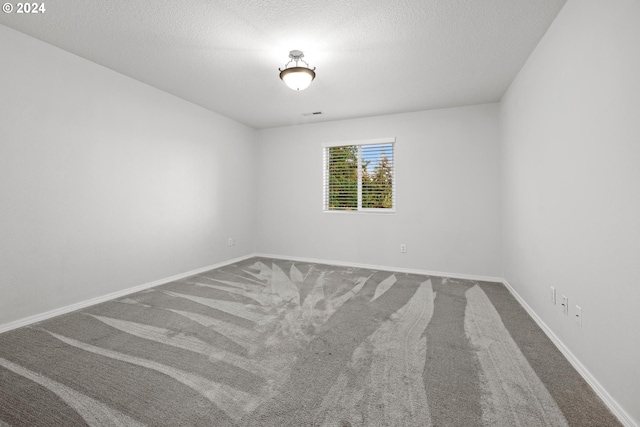 spare room featuring carpet and a textured ceiling