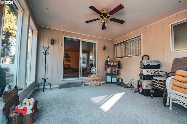 view of patio featuring ceiling fan