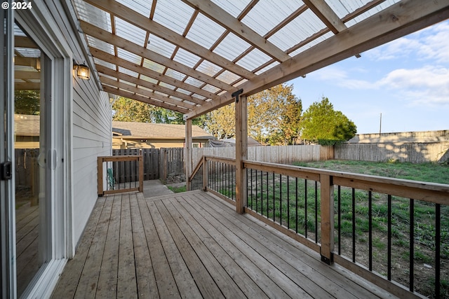 wooden terrace featuring a pergola