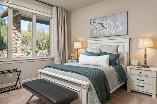 bedroom with baseboards and carpet floors