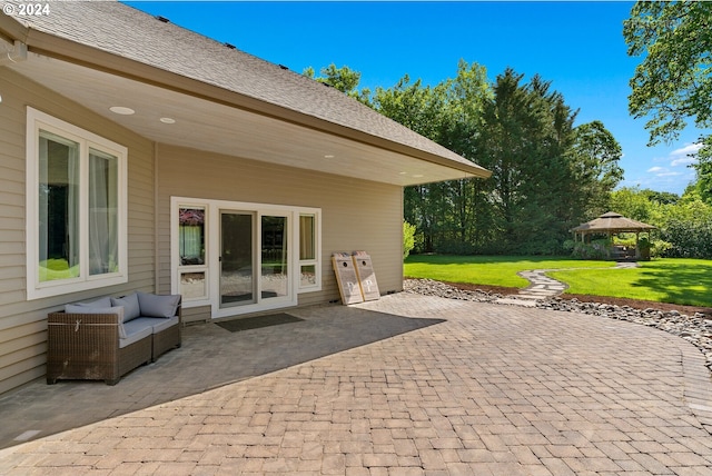 view of patio / terrace with a gazebo