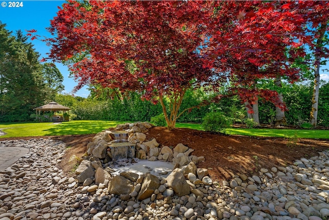 view of yard featuring a gazebo