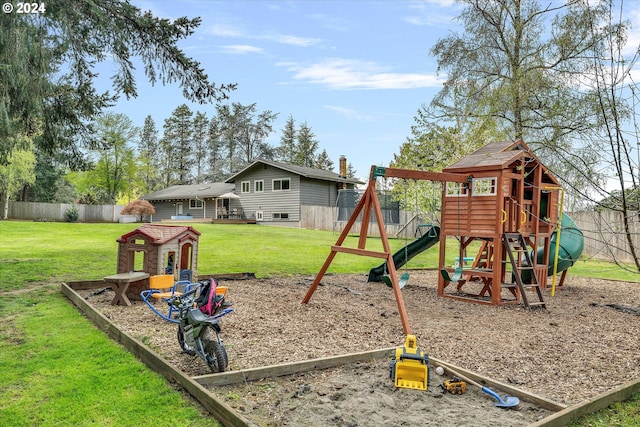 view of play area featuring a yard