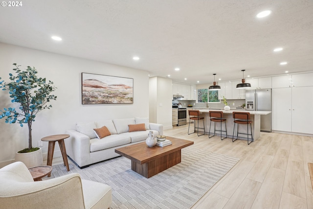 living room featuring light hardwood / wood-style floors