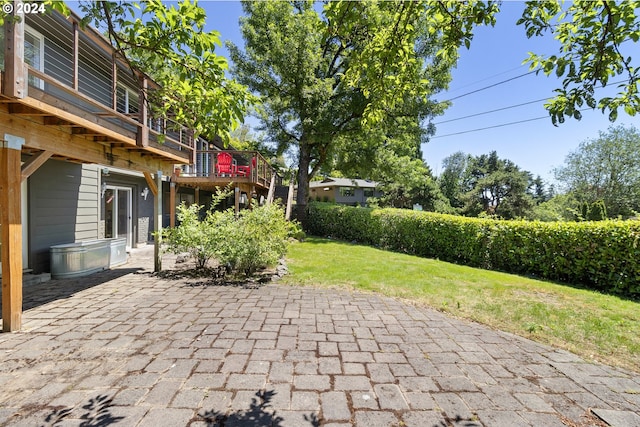 view of patio featuring a wooden deck