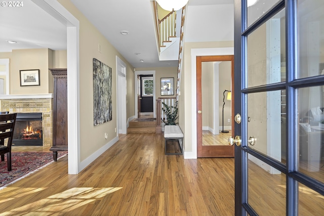 entrance foyer with light hardwood / wood-style floors