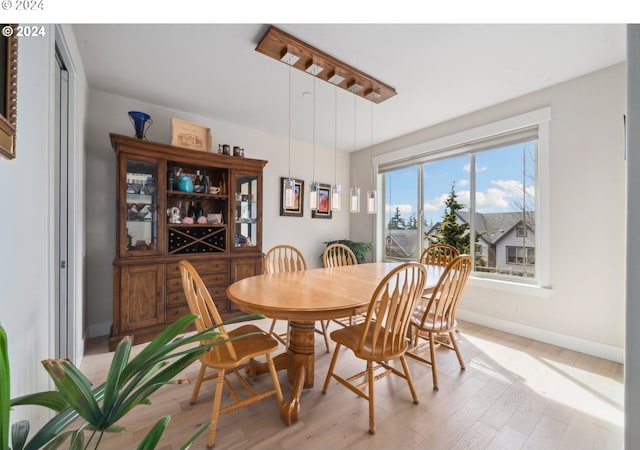 dining area with light hardwood / wood-style floors