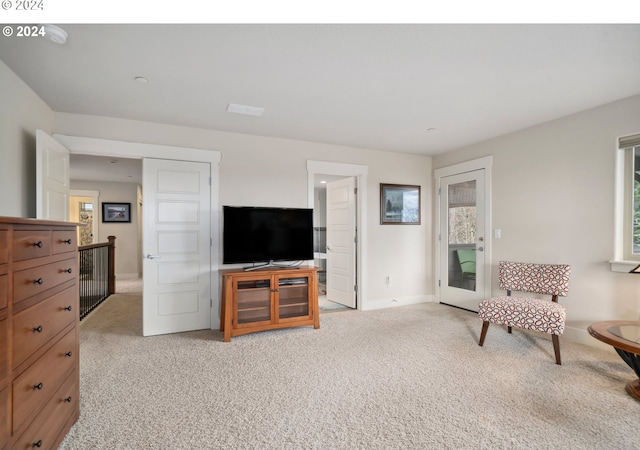 living room with light carpet