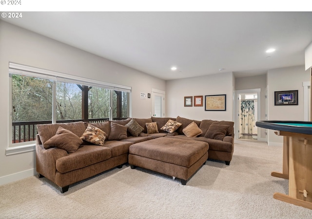 playroom with light colored carpet