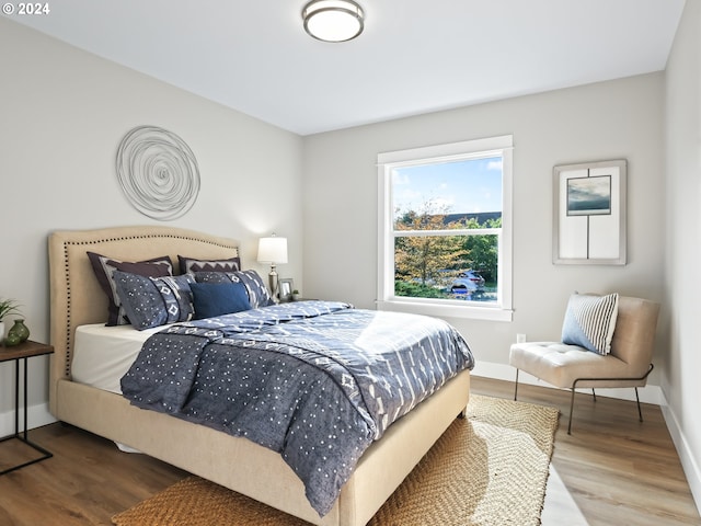 bedroom with hardwood / wood-style floors