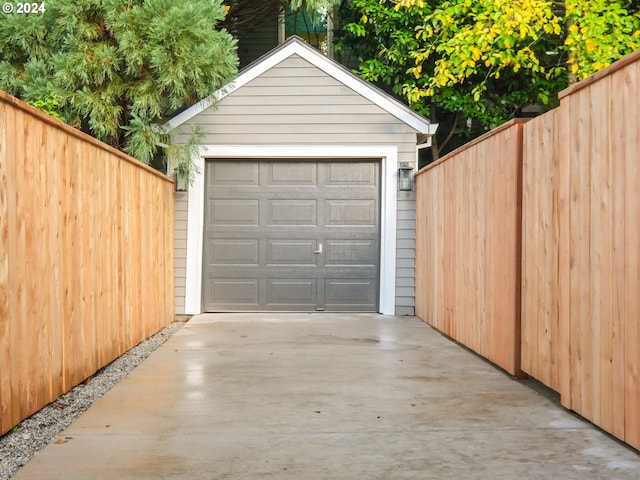 view of garage