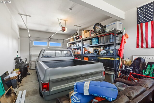 garage with a garage door opener