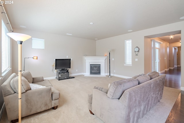 living room with carpet flooring