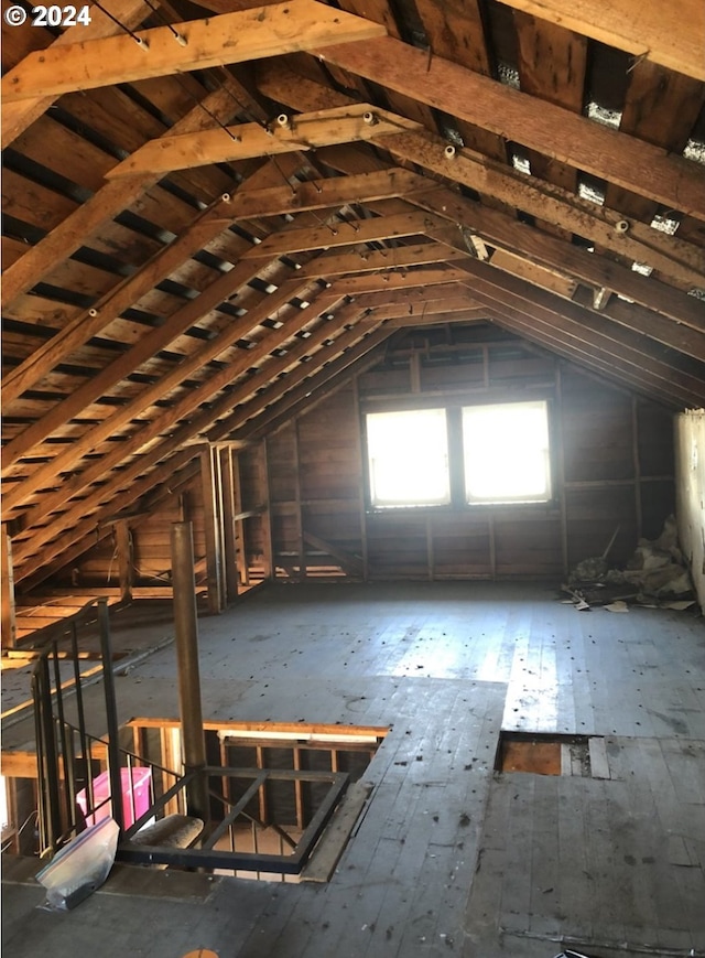 view of unfinished attic