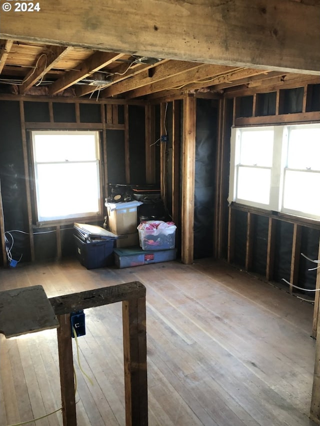 misc room featuring light wood-type flooring and a healthy amount of sunlight