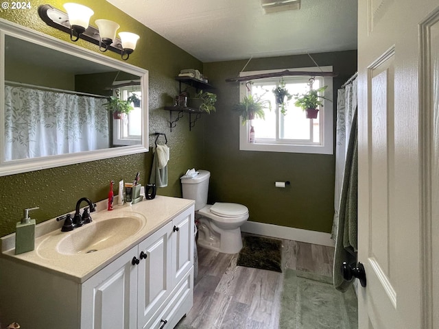 bathroom featuring vanity, toilet, and wood-type flooring