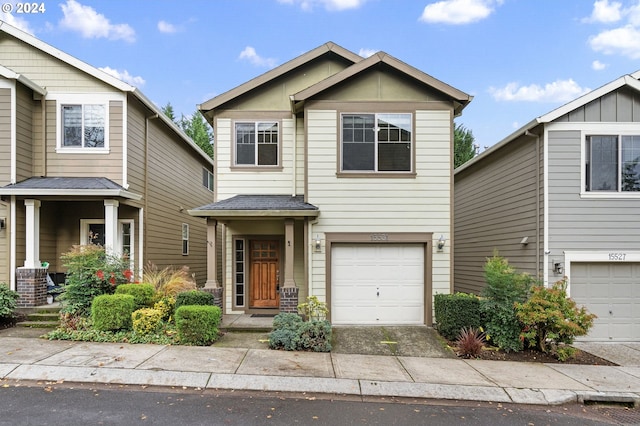 view of front of home with a garage