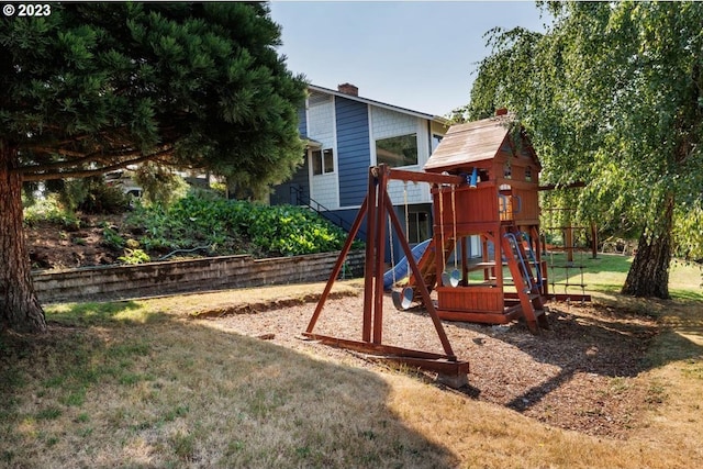 view of play area with a lawn