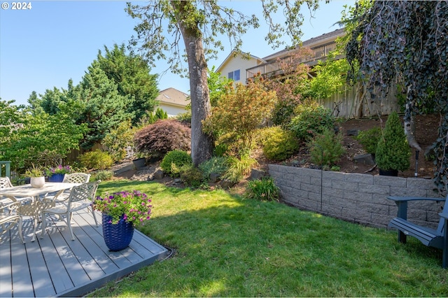 view of yard featuring a deck