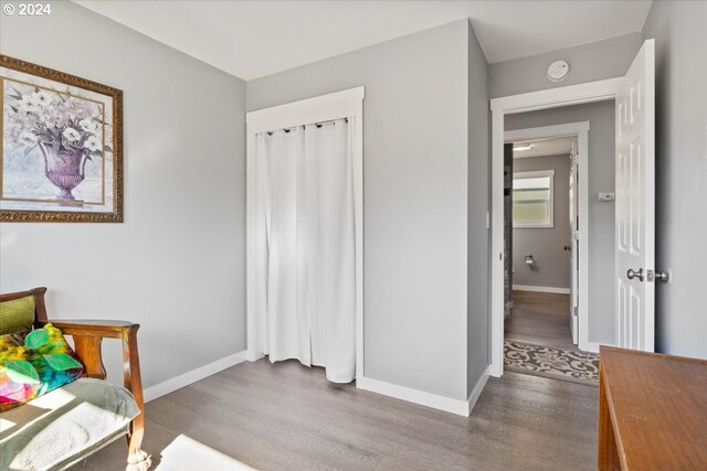 bedroom featuring dark hardwood / wood-style floors