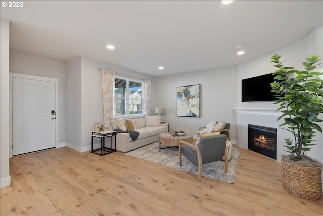 living room with light hardwood / wood-style flooring