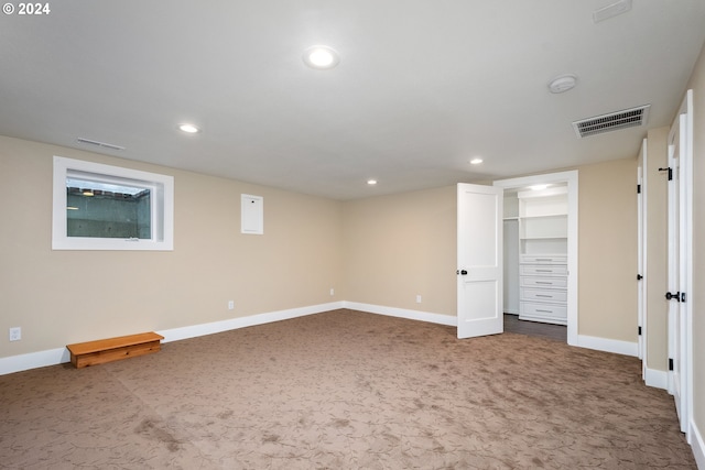 basement with carpet