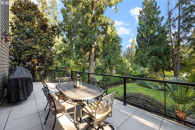 view of patio / terrace with outdoor dining space and grilling area