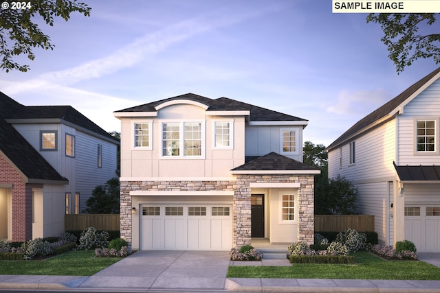 view of front of house with a garage