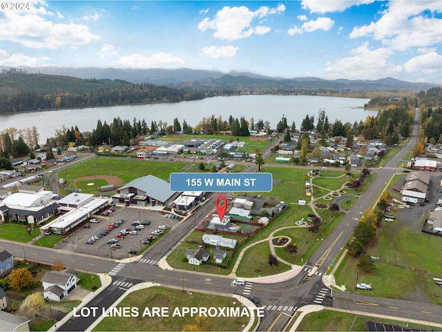 155 E Main St, Lowell, OR 97452 - aerial view of property and surrounding area featuring a water and mountain view