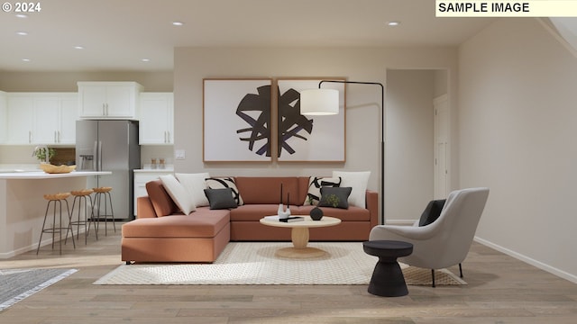 living room with light hardwood / wood-style floors