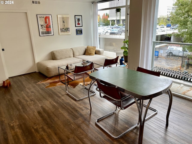 living room featuring hardwood / wood-style floors and a healthy amount of sunlight