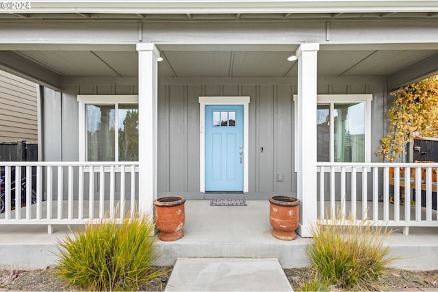 property entrance with a porch