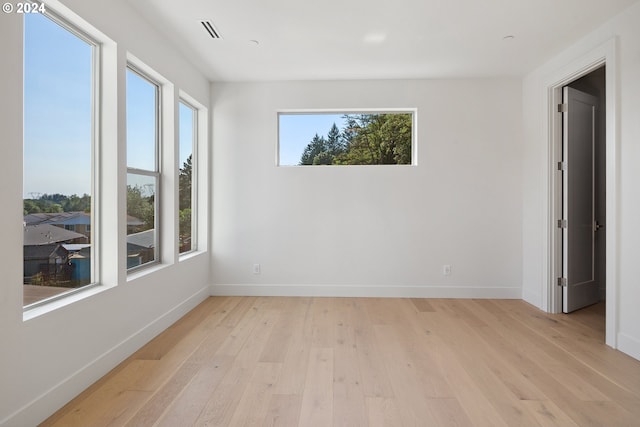 spare room featuring light wood-type flooring