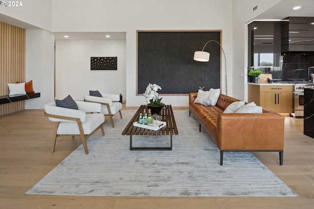 living room featuring light hardwood / wood-style flooring