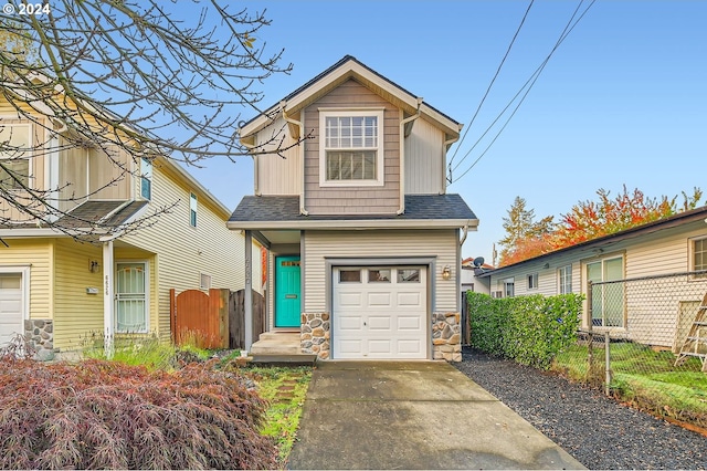 view of front of house with a garage