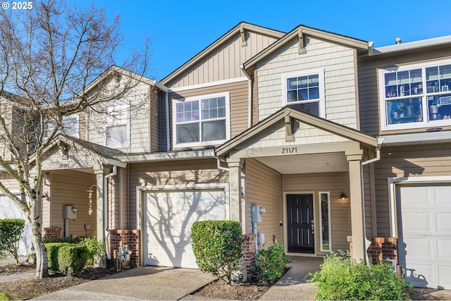 view of front of property with a garage