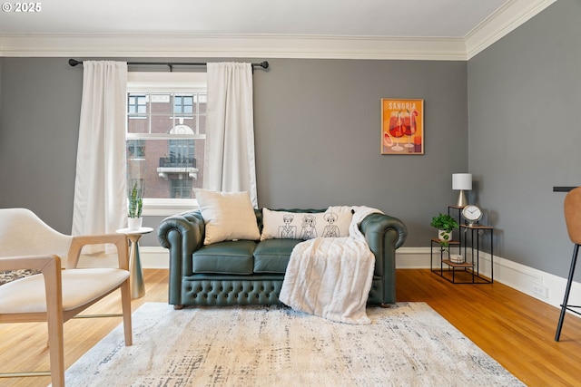 118 NW King Ave Unit 52, Portland, OR 97210 - living area featuring light wood finished floors, ornamental molding, and baseboards