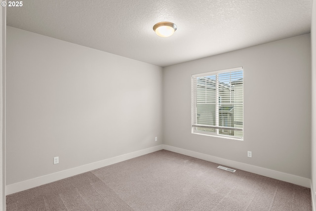 empty room featuring a textured ceiling and carpet