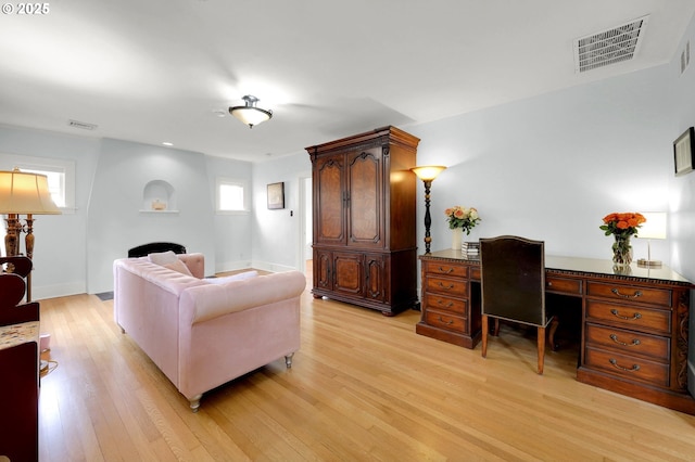 living room with light wood-type flooring