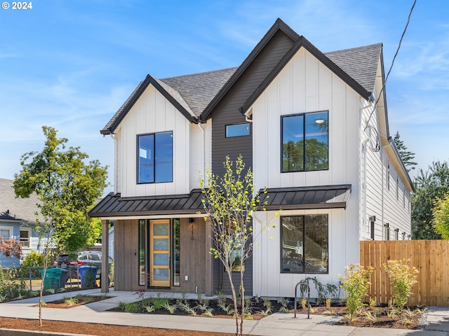 view of modern inspired farmhouse