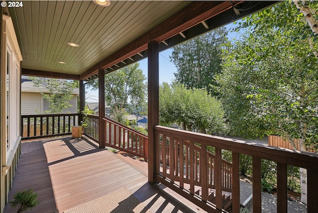 wooden terrace featuring a porch