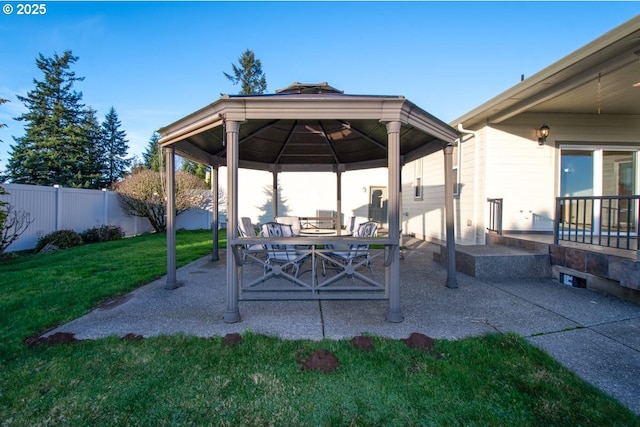 view of patio featuring a gazebo