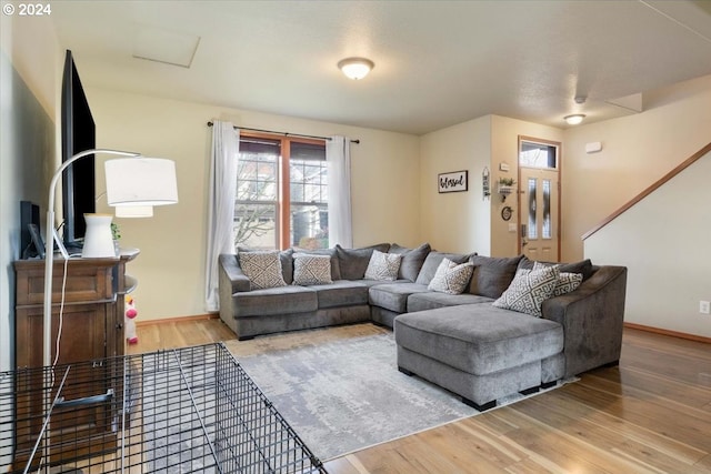 living room with wood-type flooring