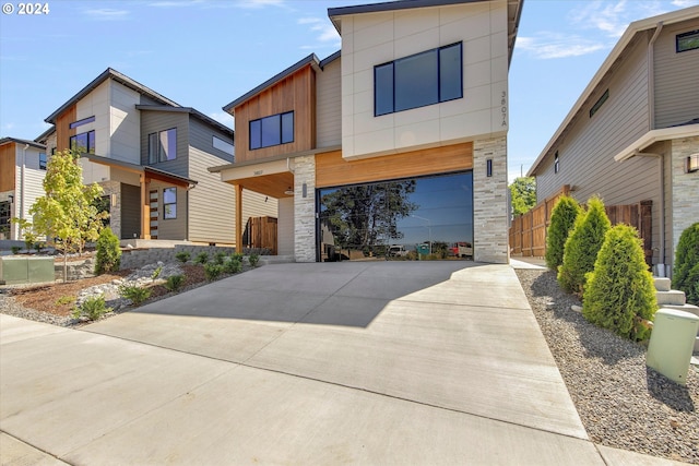 contemporary home with a garage