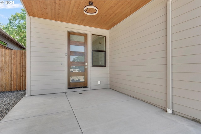 doorway to property featuring a patio