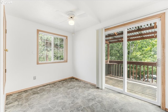 spare room featuring ceiling fan