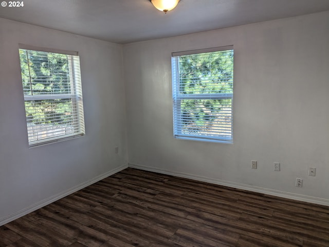 empty room with dark wood-type flooring