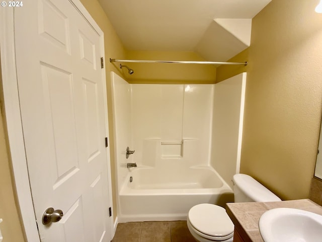 full bathroom with vanity, toilet, shower / bathing tub combination, and tile patterned floors